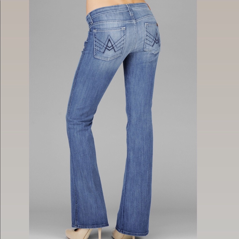 7 For All Mankind Flare Leg Distressed Denim Jeans